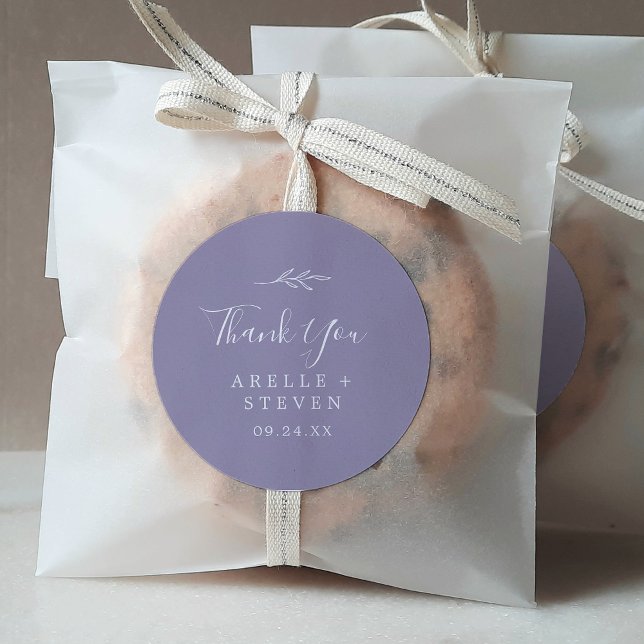 Minimal Leaf | Lavender Thank You Favour Sticker (Creator Uploaded)