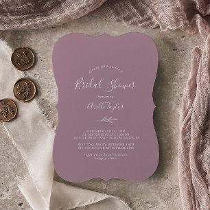 Minimal Leaf   Mauve Bridal Shower Invitation