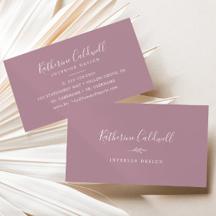 Minimal Leaf   Mauve Business Card