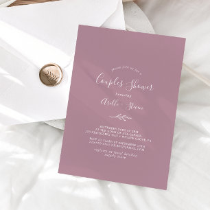 Minimal Leaf   Mauve Couples Shower Invitation