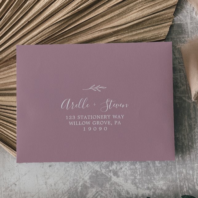 Minimal Leaf Mauve Self-Addressed RSVP Envelope (Creator Uploaded)