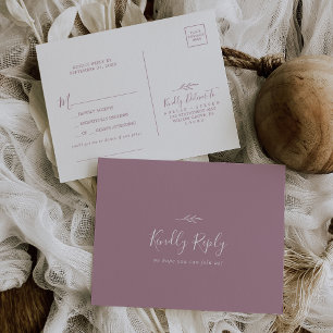 Minimal Leaf   Mauve Song Request RSVP Postcard