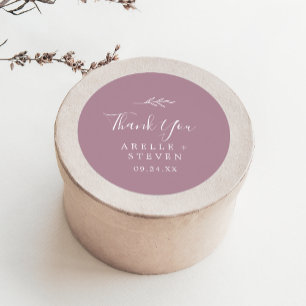 Minimal Leaf   Mauve Thank You Favour Sticker