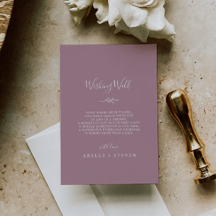 Minimal Leaf Mauve Wedding Wishing Well Enclosure Card