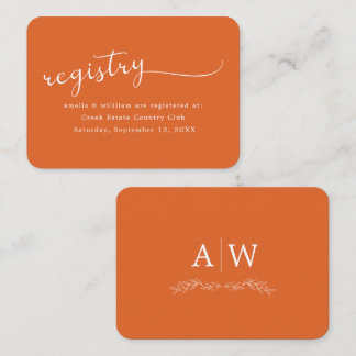 Minimal Leaf Monogram Wedding Enclosure Card