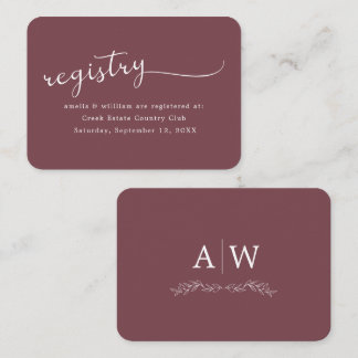 Minimal Leaf Monogram Wedding Enclosure Card