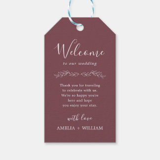 Minimal Leaf Monogram Wedding Welcome Gift Tag