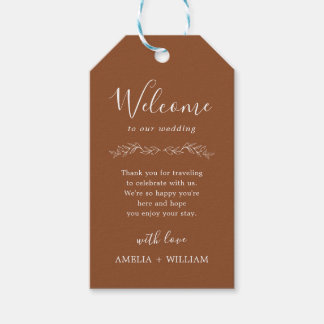 Minimal Leaf Monogram Wedding Welcome Gift Tag