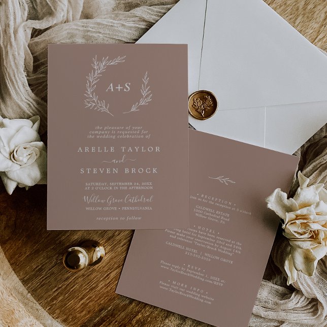 Minimal Leaf | Neutral All In One Wedding Invitation (Creator Uploaded)