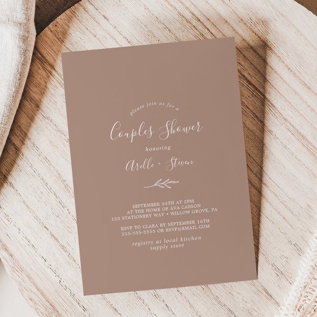 Minimal Leaf | Neutral Couples Shower Invitation (Creator Uploaded)