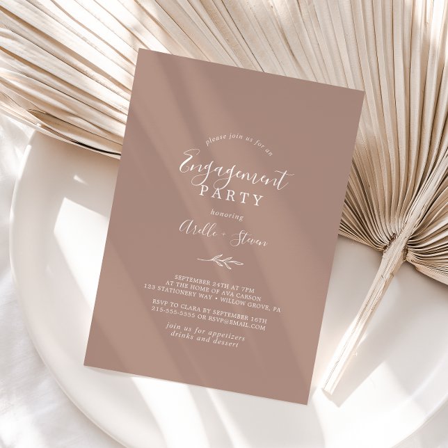 Minimal Leaf | Neutral Engagement Party Invitation (Creator Uploaded)