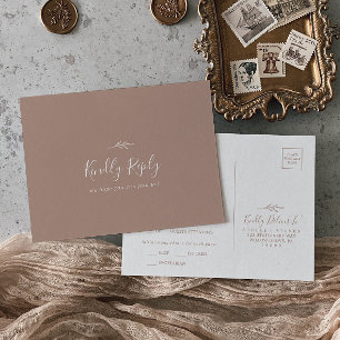 Minimal Leaf Neutral Menu Choice RSVP Postcard