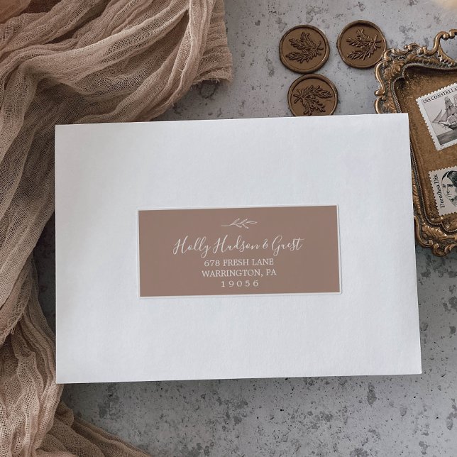 Minimal Leaf Neutral Wedding Guest Address Labels (Creator Uploaded)