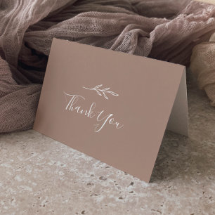 Minimal Leaf Neutral Wedding Thank You Card