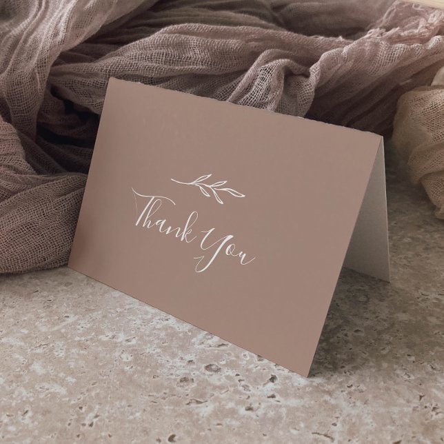 Minimal Leaf | Neutral Wedding Thank You Card (Creator Uploaded)