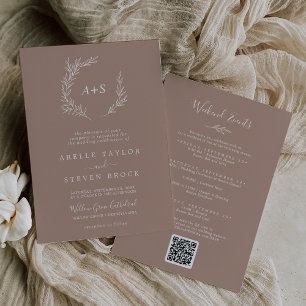 Minimal Leaf   Neutral Weekend Events Wedding Invitation