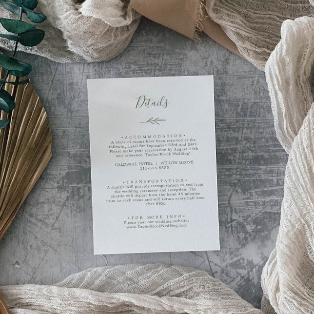 Minimal Leaf | Olive Green Details Enclosure Card (Creator Uploaded)