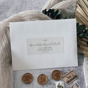 Minimal Leaf   Olive Green Guest Address Labels