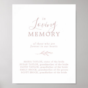 Minimal Leaf   Pink In Loving Memory Memorial Sign