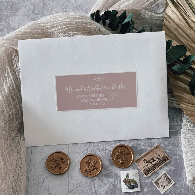 Minimal Leaf | Pink Wedding Guest Address Labels (Creator Uploaded)