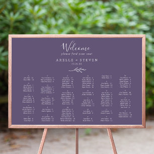 Minimal Leaf   Plum Alphabetical Seating Chart