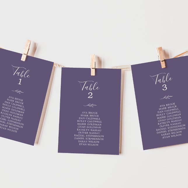 Minimal Leaf | Plum Hanging Seating Chart Card (Creator Uploaded)