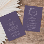 Minimal Leaf | Plum Purple All In One Wedding Invitation<br><div class="desc">This minimal leaf plum purple all in one wedding invitation is perfect for a boho wedding. The jewel tone design features a simple greenery leaf silhouette in a dark blue violet purple with minimalist boho style. Personalise with the first initials of the couple. Save paper by including the details on...</div>