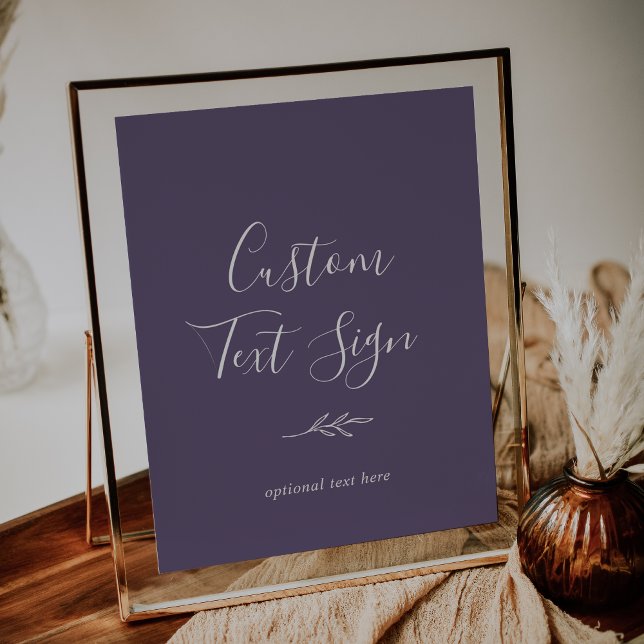 Minimal Leaf | Plum Purple Custom Text Sign (Creator Uploaded)
