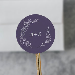 Minimal Leaf Plum Purple Monogram Envelope Seals