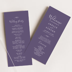 Minimal Leaf   Plum Purple Wedding Program