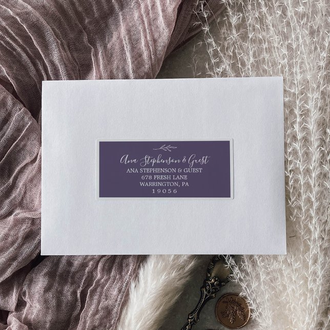 Minimal Leaf | Plum Wedding Guest Address Labels (Creator Uploaded)
