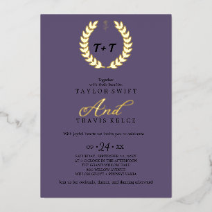 Minimal Leaf   Purple & Gold Foil All-in-One