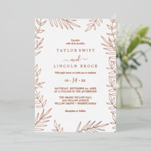 Minimal Leaf   Rose Gold Foil Frame Wedding 
