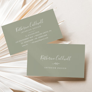 Minimal Leaf   Sage Green Business Card