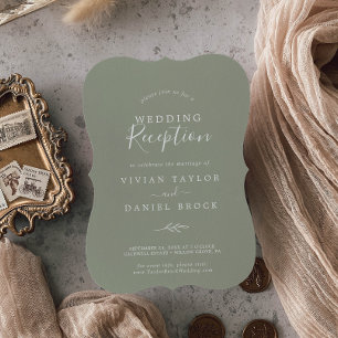 Minimal Leaf   Sage Green Wedding Reception Invitation