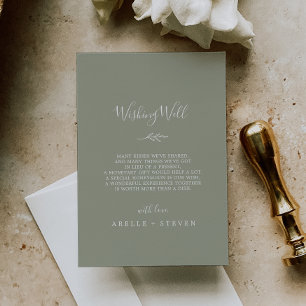 Minimal Leaf Sage Green Wedding Wishing Well Enclosure Card