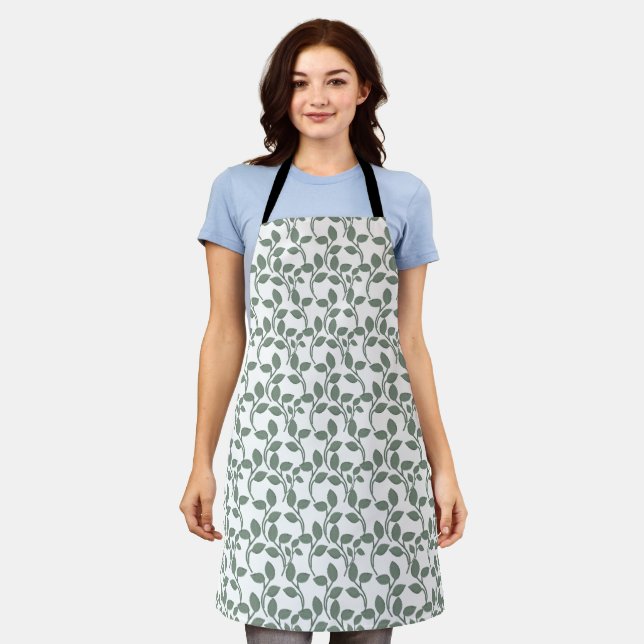 Minimal Leaf Seamless Pattern | Elegant Botanical  Apron (Worn)