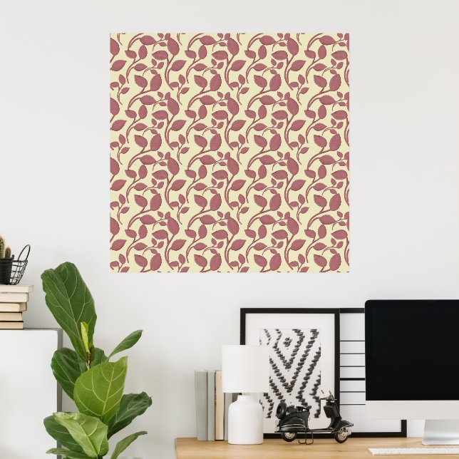 Minimal Leaf Seamless Pattern | Elegant Botanical  Poster (Home Office)