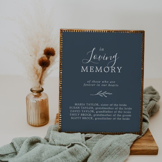 Minimal Leaf Slate Blue In Loving Memory Memorial Poster (Creator Uploaded)