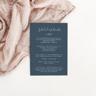 Minimal Leaf Slate Blue Weekend Schedule of Events Enclosure Card