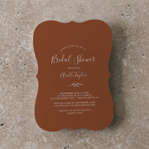 Minimal Leaf   Terracotta Bridal Shower Invitation