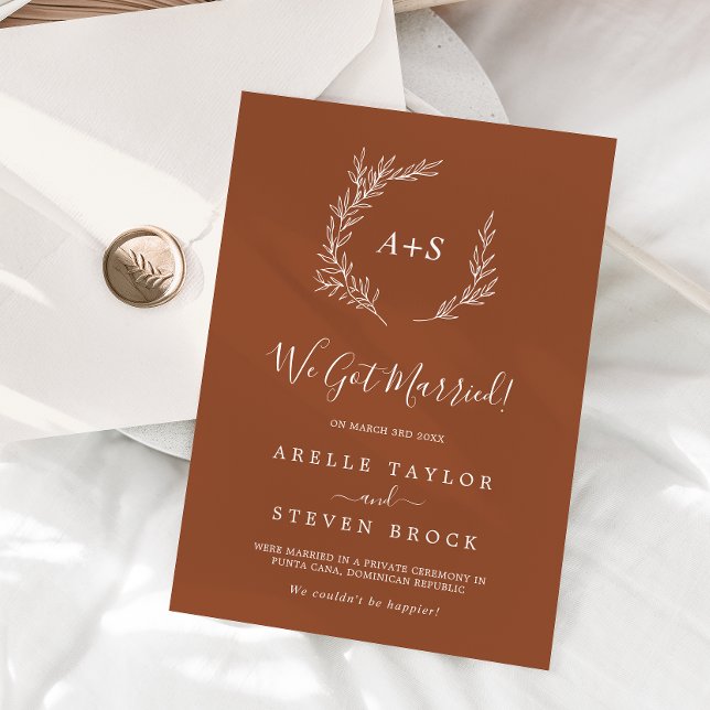 Minimal Leaf | Terracotta Elopement Announcement (Creator Uploaded)