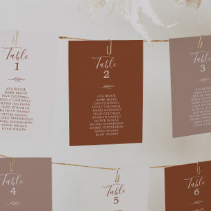 Minimal Leaf Terracotta Hanging Seating Chart Card