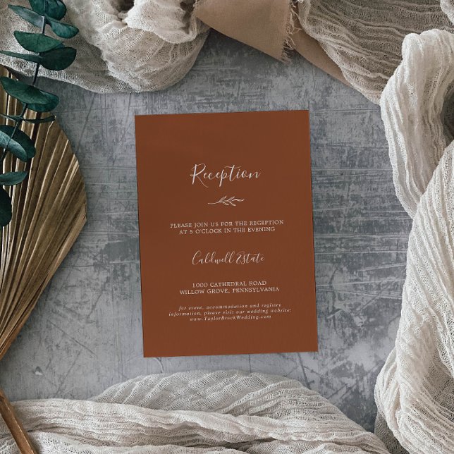 Minimal Leaf | Terracotta Reception Enclosure Card (Creator Uploaded)