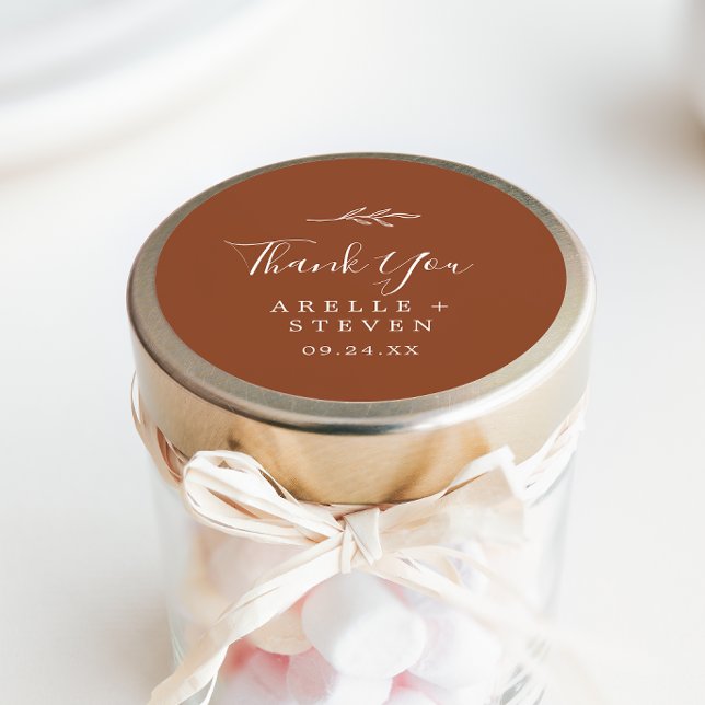 Minimal Leaf | Terracotta Thank You Favour Sticker (Creator Uploaded)
