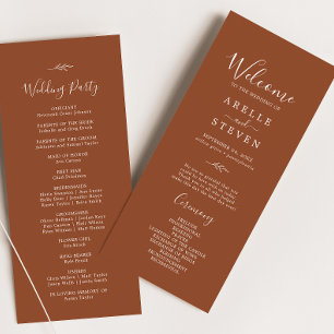 Minimal Leaf Terracotta Wedding Program