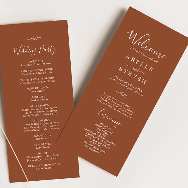 Minimal Leaf | Terracotta Wedding Program (Creator Uploaded)
