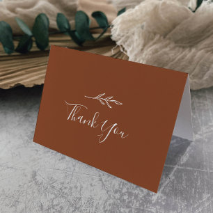Minimal Leaf   Terracotta Wedding Thank You Card