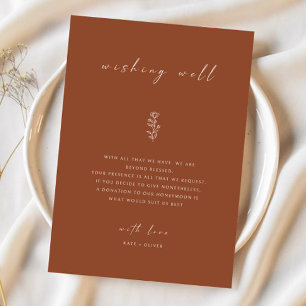 Minimal Leaf Terracotta Wedding Wishing Well Card