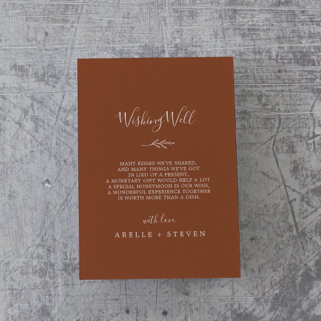 Minimal Leaf Terracotta Wedding Wishing Well Enclosure Card (Creator Uploaded)